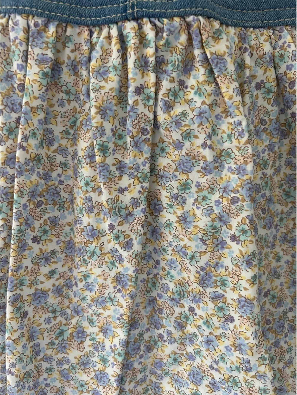 Oshkosh B’Gosh Denim Overalls Dress with Floral Print Skirt Girls Size 4T